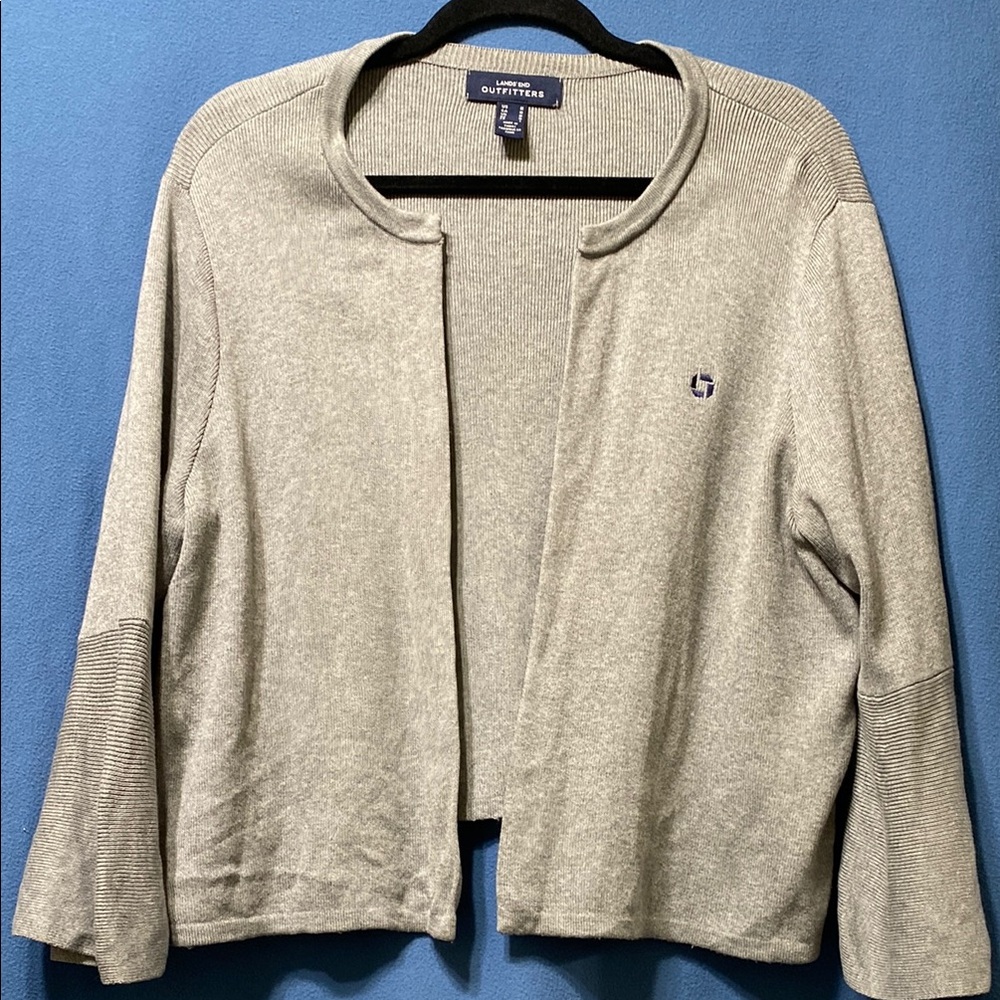 Gray Open Front Cardigan